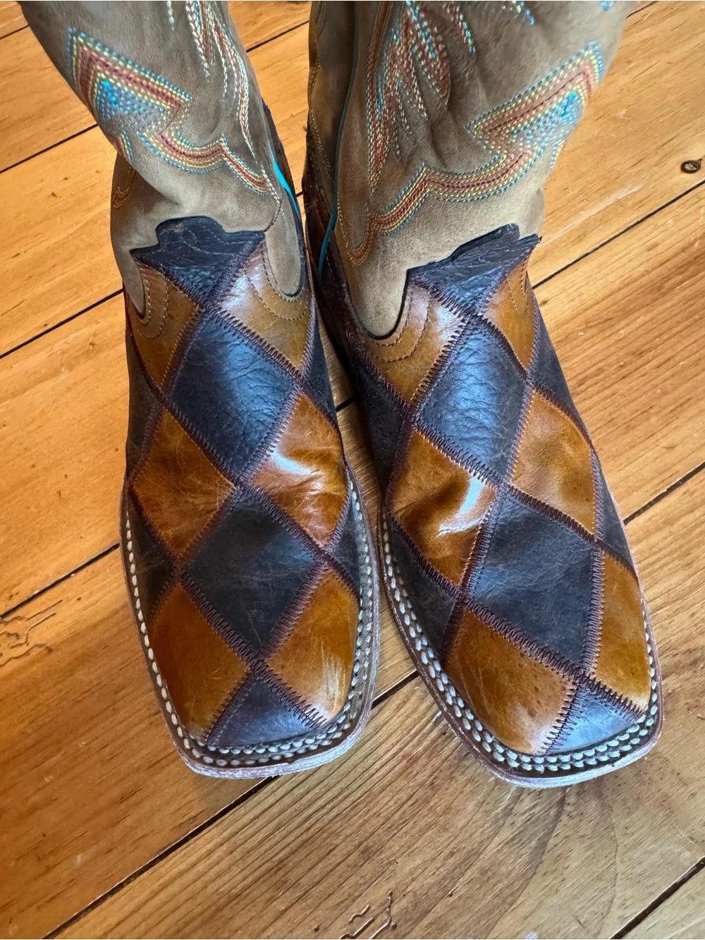 Horsepower Kids Patchwork Cowboy Boots Size 5